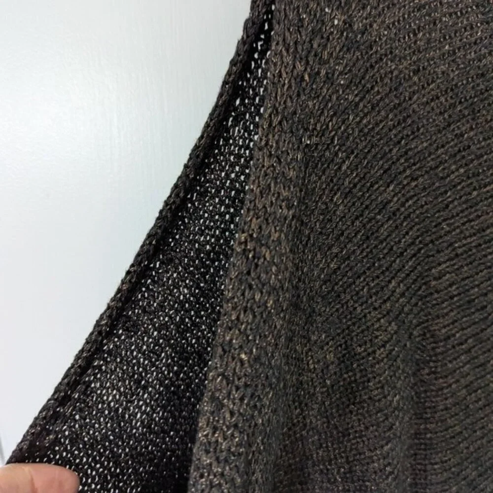 Like New Eileen Fisher Split Sleeve Black Bronze Sweater‎ S Organic Linen Size S